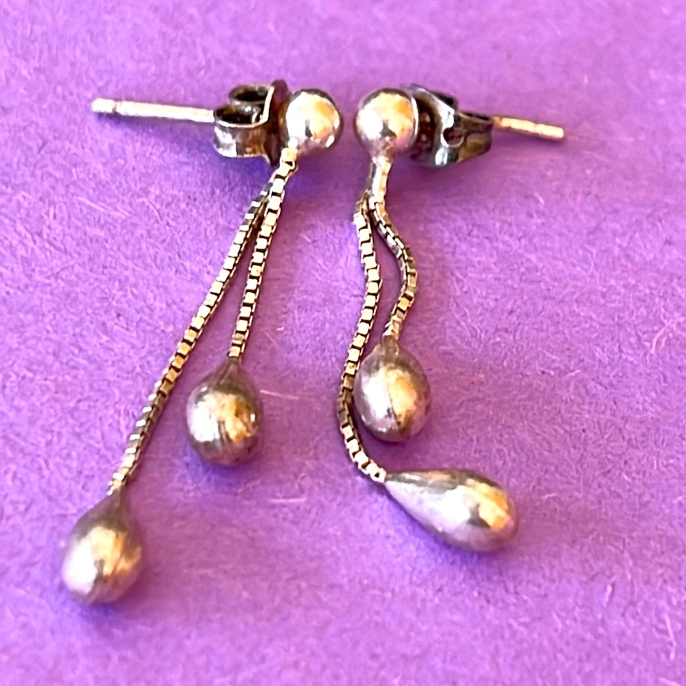 Dangle teardrop sterling silver earrings as is